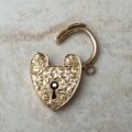 Antique Engraved Heart Padlock in 9ct Gold