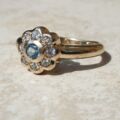 Topaz and Paste Daisy Cluster Ring in 9ct Gold,  a UK N or a US 7.
