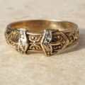 Double Buckle Diamond Set Ring in 9ct Gold,  a UK R 1/2 or a US 9 1/4.