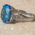Swiss Blue Topaz Solitaire Ring in 9ct White Gold,  a UK N 1/2 or a US 7 1/4.