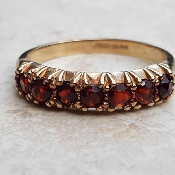Versatile Garnet Stacking band in 9ct Gold, a UK N 1/2 or a US 7.