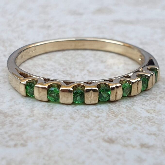 Reserved – Green Garnet Stacking Band in 9ct Gold.