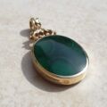 Double Sided Reversible Malachite & Jet Pendant by CWS in 9ct Gold