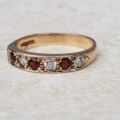 Pretty Red and White Paste Stone Ring in 9ct Gold, a UK L 1/2 or a US 6 1/4.