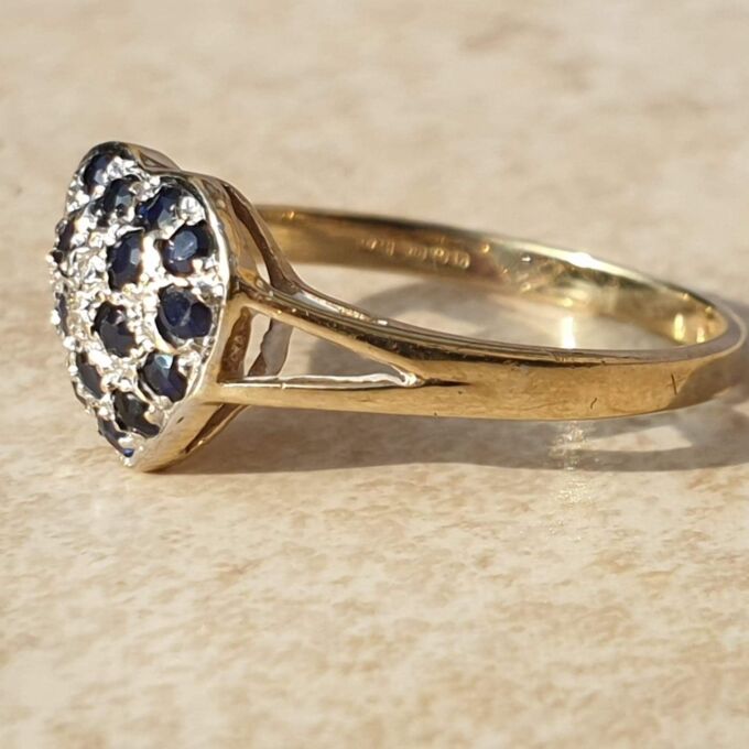 Sapphire Adorned Heart Ring in 9ct Gold.