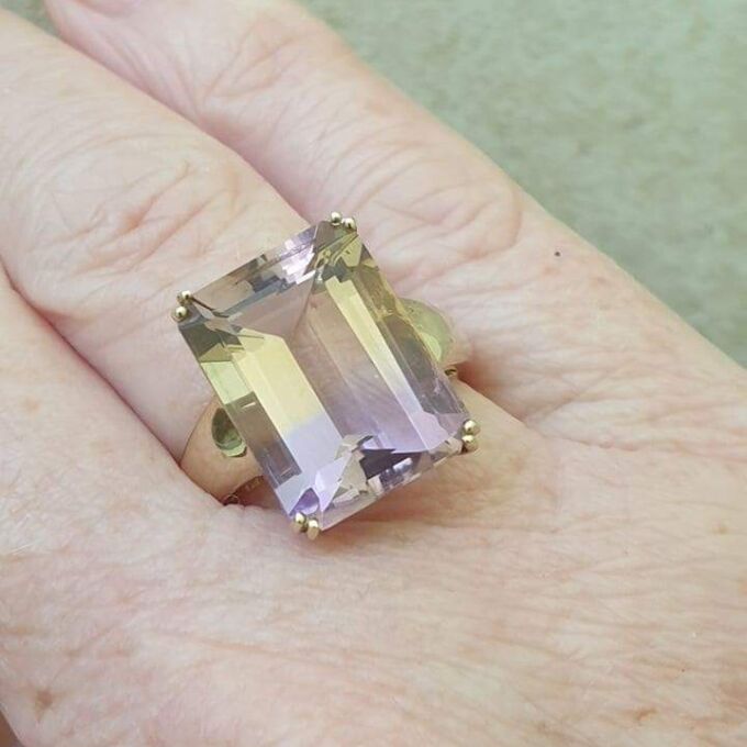 Ametrine Solitaire Ring in 9ct Gold, a UK O 1/2 or a US 7 1/2
