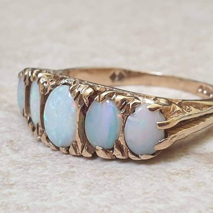 Five Stone Opal Ring in 9ct Gold.