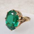 Emerald Green Synthetic Spinel Solitaire in 9ct Gold, a UK I or a US 4 1/2