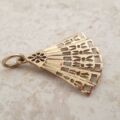 Filigree Ornate Fan Pendant Charm in 9ct Gold