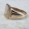Part Engraved Signet Ring in 9ct Gold,  a UK S or a US 9.