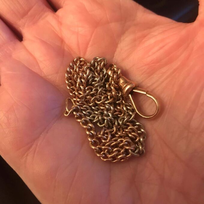 Vintage Two Coloured Curb Chain with Dog Clip in 9ct Gold