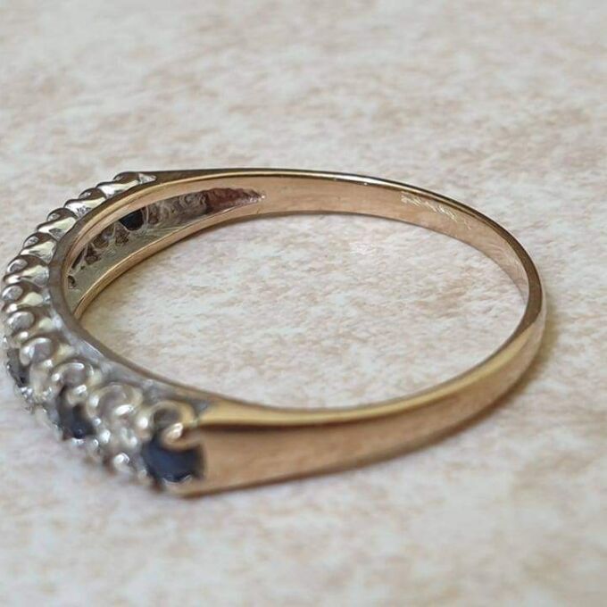 Spinel and Diamond Half Eternity Stacking Ring in 9ct Gold, a UK L or a US 6