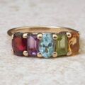 Reserved – Rainbow Multi Stone Ring in 9ct Gold, a UK M 1/2 or a US 6 1/2
