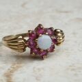 Opal and Ruby Cluster Ring in 9ct Gold, a UK N or a US 6 3/4
