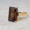 Smoky Quartz Solitaire Ring in 14ct Gold.