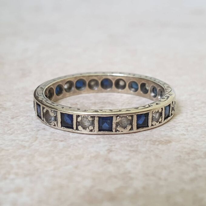 Sapphire and Spinel Full Eternity Ring in 9ct Gold, a UK M or a US 6 1/2