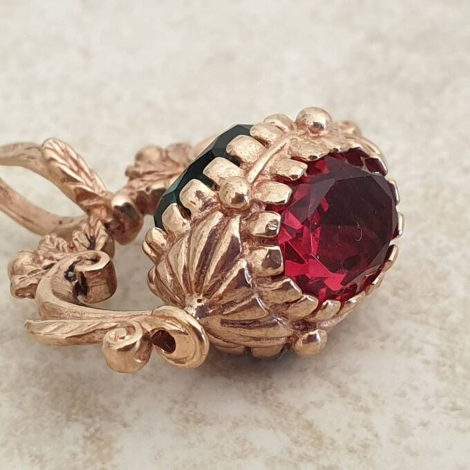 Three Colour Paste Spinning Fob in 9ct Rose Gold