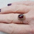 Garnet Cabochon Ring in 9ct Gold, a UK M – M 1/2 or a US 6 1/2.
