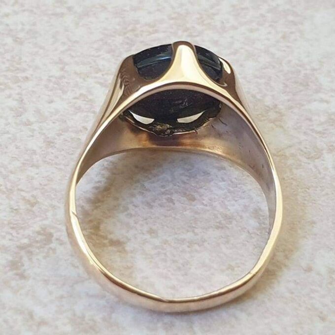 Blue Goldstone Signet Ring in 9ct Gold.