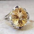 Big Fancy Citrine in 9ct White Gold.