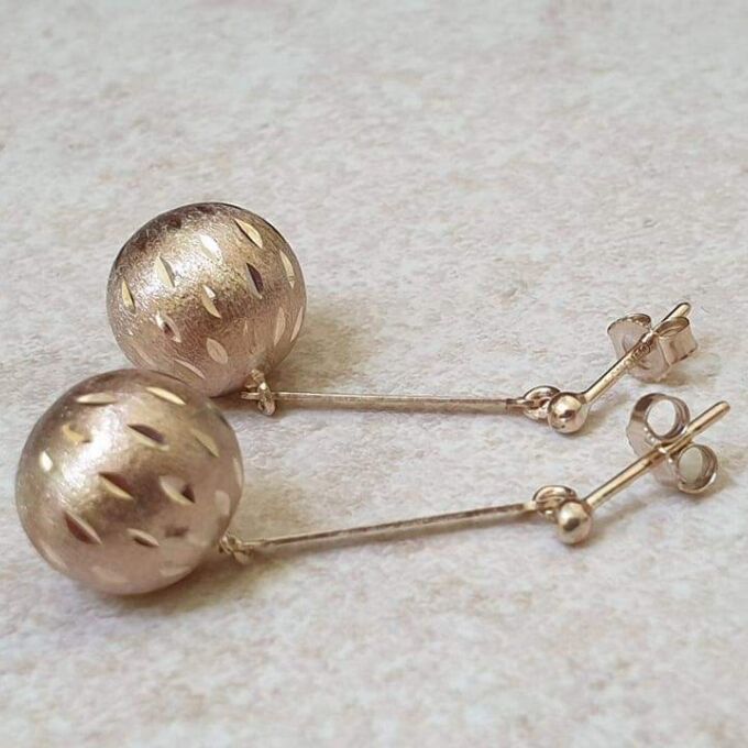 Glitterball Drop Earrings in 9ct Gold