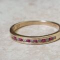 Channel Set Ruby and Diamond Narrow Band in 9ct Gold.