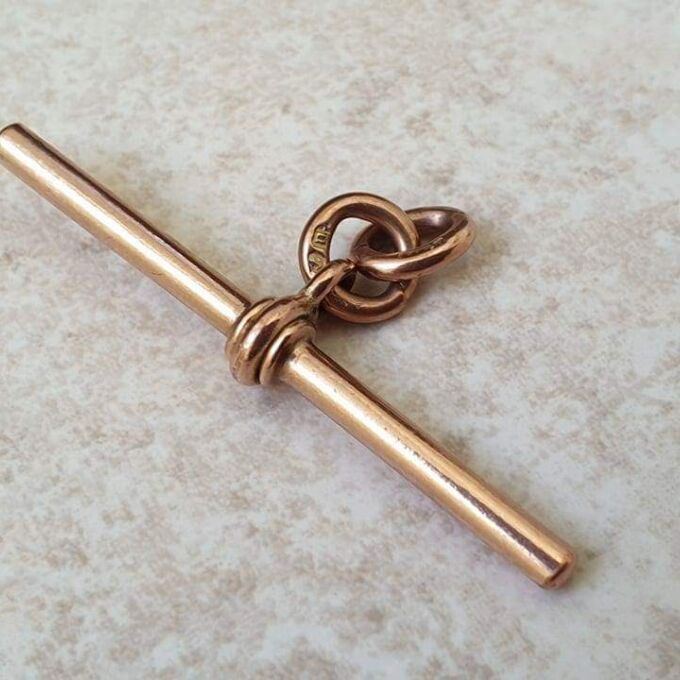 Large Albert or T Bar Fob in 9ct Rose Gold