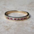 Channel Set Ruby and Diamond Narrow Band in 9ct Gold.