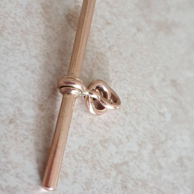Large Albert or T Bar Fob in 9ct Rose Gold