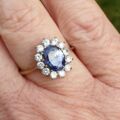 Tanzanite Coloured Paste Cluster Ring in 9ct Gold,  a UK N or a US 7.