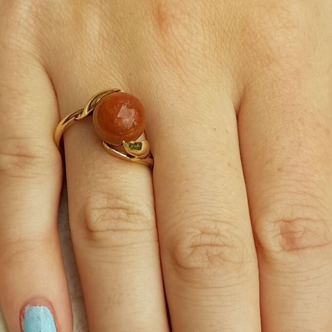 Fabulous Carnelian Ball Ring in 14k Gold, a UK L 1/2 or a US 6.