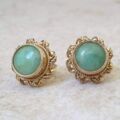 Reserved – Green Jadeite Stud Earrings in 9ct Gold