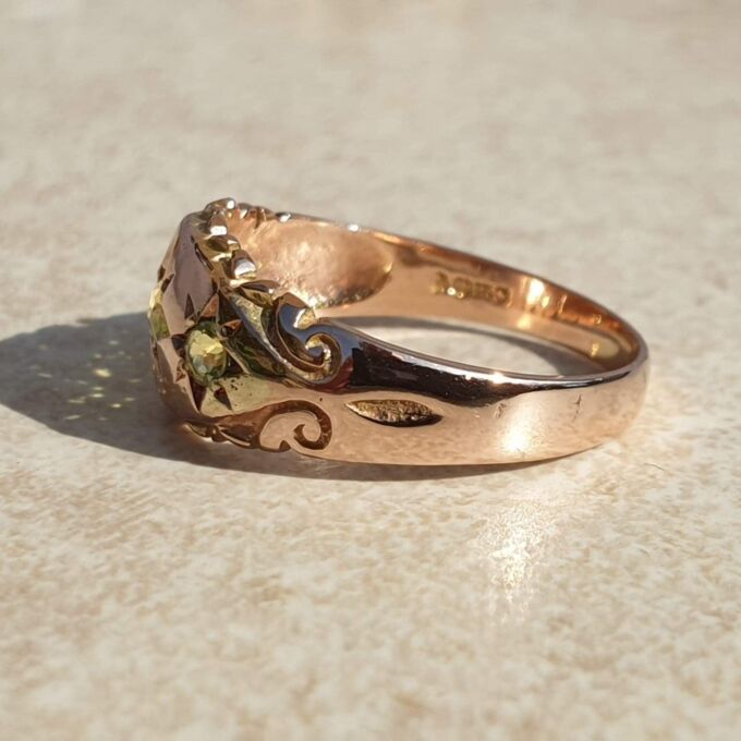 Peridot Gypsy Ring in 9ct Rose Gold,  a UK L 1/2 or a US 6.