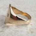 Diamond Set Engraved Signet Ring in 9ct Gold,  a UK O 1/2 or a US 7 3/4