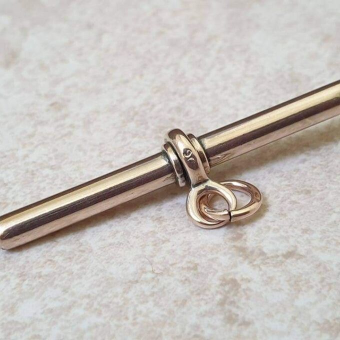 Simple Plain Albert or T Bar Fob Pendant in 9ct Gold