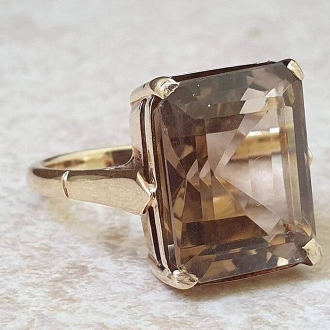 Huge Quartz Solitaire Ring in 9ct Gold