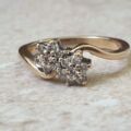Diamond Twin Daisy Crossover Ring in 9ct Gold, a UK M or a US 6 1/4