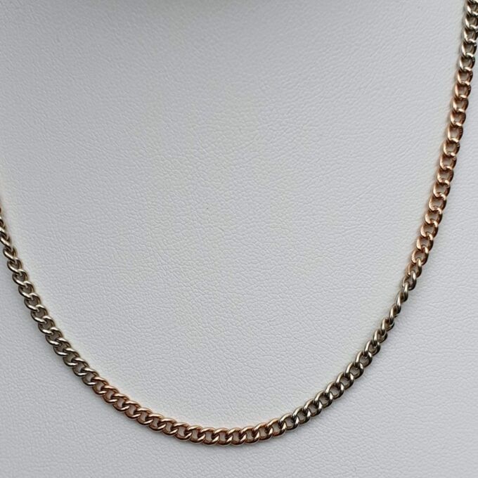 Vintage Two Coloured Curb Chain with Dog Clip in 9ct Gold