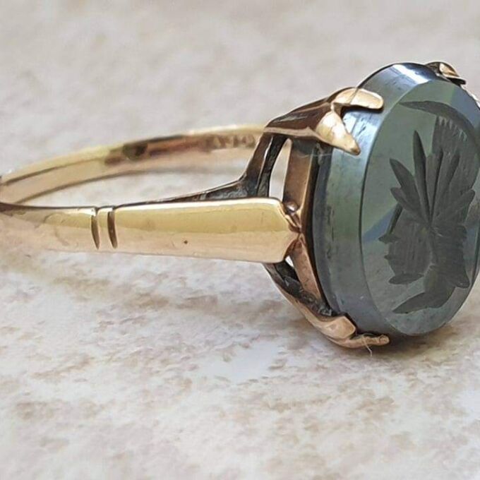 Hematite Centurion Intaglio Ring in 9ct gold, a UK N or a US 7
