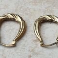Oval Twist Pattern Creole Hoop Earrings in 9ct Gold