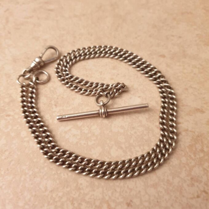 Sterling Silver Curb Chain with T Bar and Dog Clip