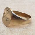 Diamond Accent Engraved Signet Ring in 9ct Gold,  a UK R 1/2 or a US 9 1/4.
