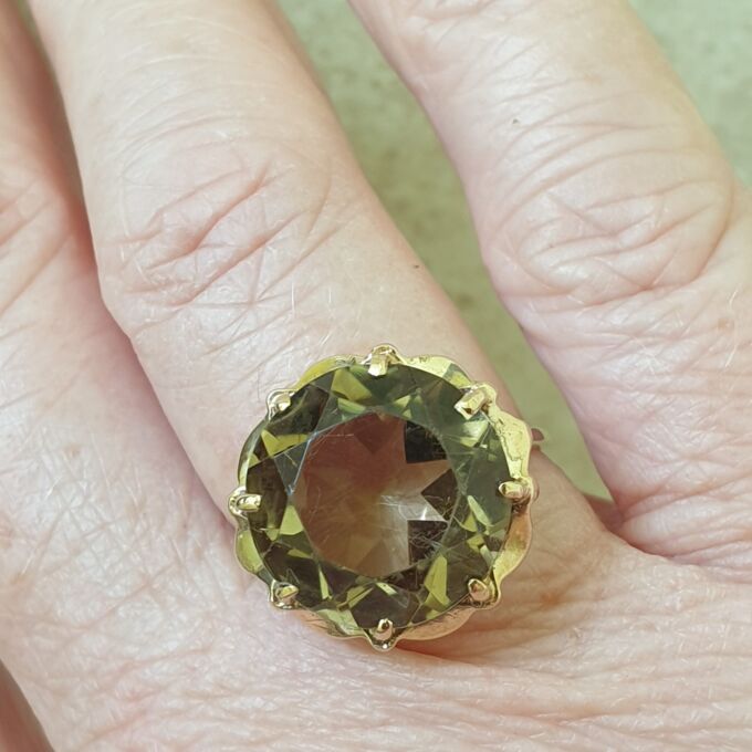 Fancy Round Quartz Solitaire Ring in 9ct Gold, a UK N or a US 7