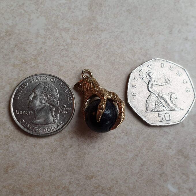 Goldstone Ball Eagle Talon Pendant in 9ct Gold