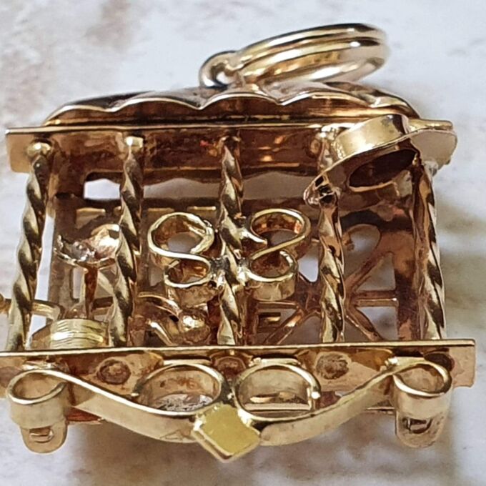 Quirky Window Shutter Gardeners Pendant in 9ct Gold.