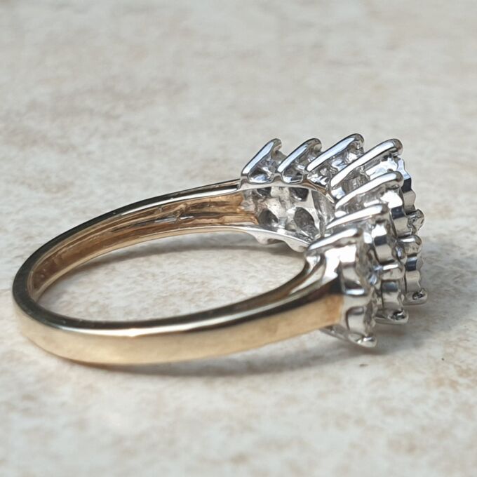 Two Row Diamond Set Ring in 9ct Gold, a UK L 1/2 or a US 6 1/4