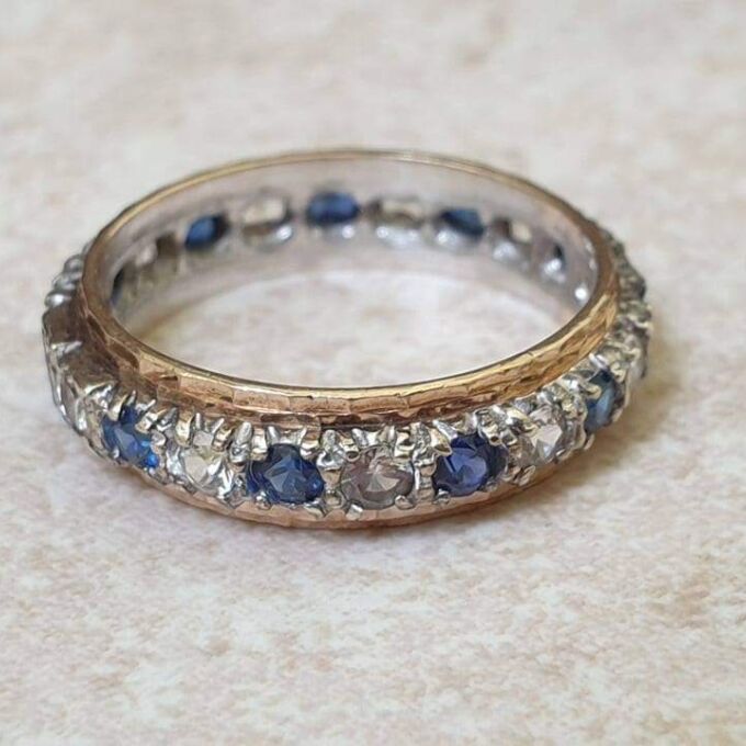 Synthetic Spinel Full Eternity Ring in 9ct Gold.