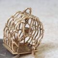 Bird in Birdcage Charm Pendant in 9ct Gold