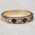 Pretty Red and White Paste Stone Ring in 9ct Gold, a UK L 1/2 or a US 6 1/4.
