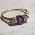 Purple Sapphire and Diamond Ring in 18ct Gold, a UK M 1/2 or a US 6 1/2.